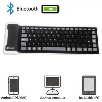 Wireless Bluetooth Tastatură compatibile Reîncărcabilă Pliabil din Silicon Moale Tastatură Compatibile Pentru Ios Telefon Android Tablet