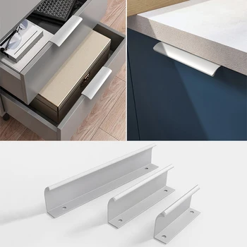 1buc Aliaj de Aluminiu Invizibil Manere pentru Mobilier Modern Mat Argintiu Sertare Manere Butoane Ascunse Trage Acasă Hardware