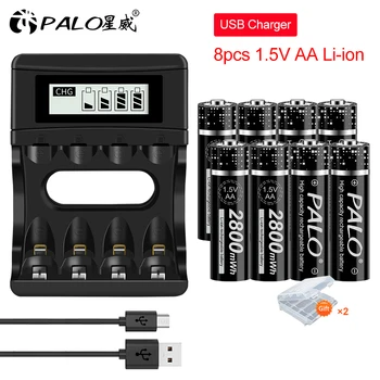 PALO 1.5 V baterie Reîncărcabilă Litiu AA 2800mWh AA li-ion Baterii Reîncărcabile AA baterii pentru Lanterna jucarii camera