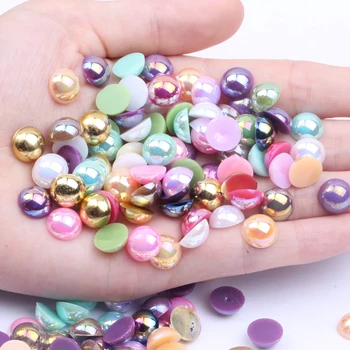 1.5-10mm Jumătate Rotund Perle AB Culori Lipici Pe Margele de Rasina de Luare de Bijuterii Disponibile de Mare Pentru Unghii Diy Meșteșug Decor