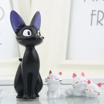 Japonia Anime Pisica Neagra Jiji Pisica Familiei Copilului Kiki Desene Animate Pisica Mini Figura Papusa De Colectie Model De Jucărie Gradina Decor Copil Cadou De Ziua De Nastere