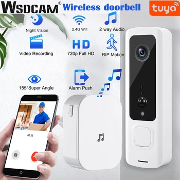 WSDCAM Tuya fără Fir în aer liber bell Camera Wifi Door Chime Bell Kit 720P HD IR Night 10m 440MHz PAR Mișcare sonerii Smart Home
