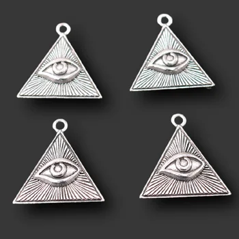 10buc Argint Placat cu Ochiul atotvăzător Pandantive Retro Satanismul Colier Cercei Accesorii DIY Farmecele Pentru Bijuterii de Luare Meșteșuguri