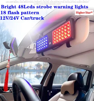 Luminoase 48Leds 12V/24V Auto/camion strobe lumini de Avertizare,parasolar lumina de Urgență,poliție, pompieri ambulanta de Avertizare lampa flash