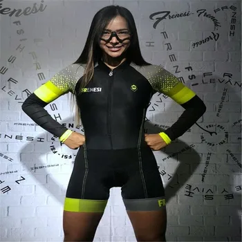 Frenezie Ciclism Salopeta Femei Triatlon Skinsuit Macaquinho Maneca Lunga Echipă Set Haine Rochie de MTB Bicicleta Body Trisuit
