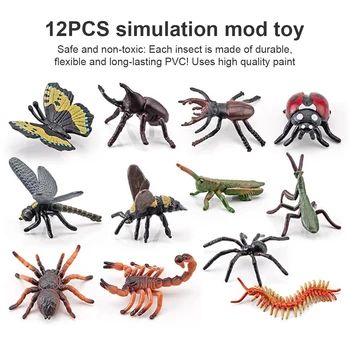Pachet de 12 de Simulare Insecte Figurine de Învățământ Insecte Animale Copii Jucarii Interactive, Accesorii de Clasă Școală