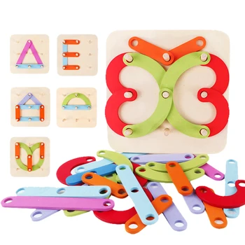 Montessori Jucarii Copii Matematica jucarii Plăci de Unghii Joc Educativ din Lemn Puzzle Jucarii Creative Numărul de Potrivire Forma Jucării pentru Preșcolari