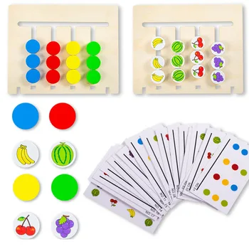 Montessori Educative Jucarii Din Lemn Fructe De Culoare Dublă Față-Verso De Potrivire Joc Logic De Formare Copii Culoare Sortare Placi De Activitate