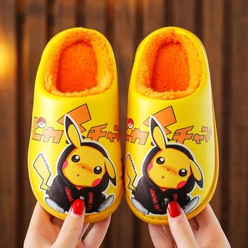 Pokemon pentru Copii de Iarna Acasa, Papuci de casă Pikachu Desene animate Pantofi Moale, Cald Iarna Crăciun Papuci de Casa Interior Dormitor Pantofi