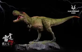 1:35 HAOLONGGOOD Tyrannosaurus Rex Cu Modelul de Bază Dinozaur Preistoric Animal Colector Figura Falca Mobilă de Culoare Verde