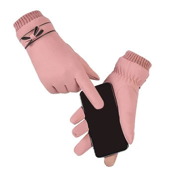 Mănuși de iarnă de Moda de sex Feminin Vânt Impermeabil Interne de Pluș Cald Mănuși cu un deget Doamna Ecran Tactil prietenos cu Pielea Moale Femei Mănuși