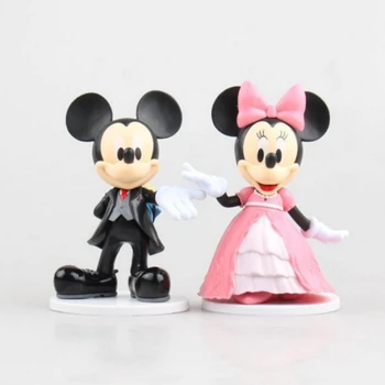Desene Animate Disney Nunta Alb Mickey Mouse Minnie Figurina Papusa Drăguț Mickey Minnie Anime Nunta Model De Jucărie Tort Deco