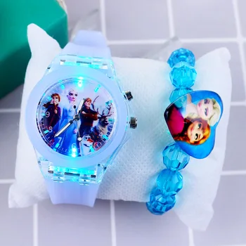 Flash de Lumină Copii Ceasuri cu Bratara Curea Silicon Printesa Elsa Frozen Sophia Fete se Uita la Elev Ceas reloj infantil