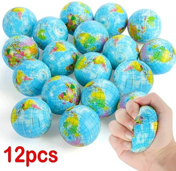 12pcs de Relief de Stres Harta Lumii Minge de Spumă Atlas Glob Minge de Palmier Planeta Pământ Mingea Adult Copii Noutate Gadget-uri Amuzante de Stres Jucarii