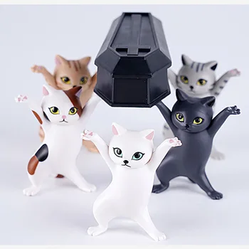 5.3 CM SET Cinci Pisici Transporta Sicriul Figura Anime Feeric Cat Ornament Statuie de Colectie Model de Papusa Pentru Copii, Cadou Jucarii