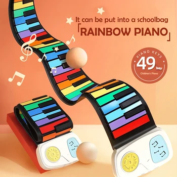 49 Chei Digitale Flexibile Tastatura Roll-Up Pian Cadou cu Difuzor de Mana Electronica Rola de Pian pentru Iubitorii de Muzică de copii pentru Copii