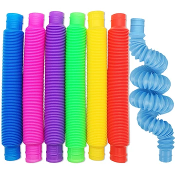 5pcs pline de culoare Pop Tuburi Senzoriale Jucărie Pentru Adulți Frământa Scuti de Stres Jucarii Copii Pliante Jucărie de Plastic cu Burduf Copii Stoarce Jucarii
