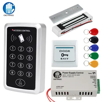 RFID Sistem de Control Acces Kit Cadru pentru Ușă de Sticlă Set+Electric 180KG sistem de Blocare Magnetic+5 Keytab+sursa de Alimentare+Buton de Ieșire