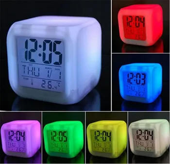 Ceas Deșteptător Colorate Ceas Digital De Cotitură Culori Trezi Lumina Alb Decora Ceas Cub