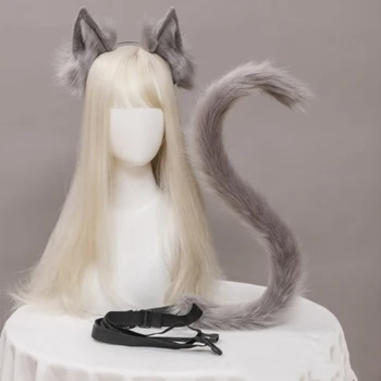 Pluș Urechi de Pisică Lolita Bentita Pisica Coada Cosplay Accesorii Hand-made de Simulare de Animale Urechi Papion Clopot de Halloween, articole pentru acoperirea capului