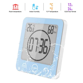 LCD Digital Impermeabil Pentru Apă Stropi Baie Ceas de Perete Duș Ceasuri Cronometru Temperatura Umiditate Bucătărie se Spală Cameră Cronometre