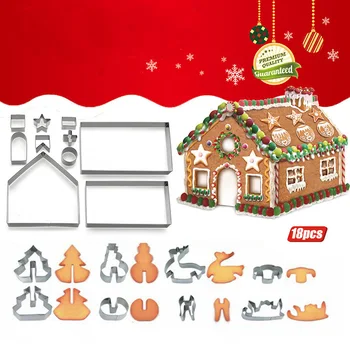 18pcs/set 3D Crăciun Tăietori Cookie Mucegai Tort Fondant Cutter DIY Instrumente de Copt Xmas House din Oțel Inoxidabil Mucegai Cadouri pentru Copii