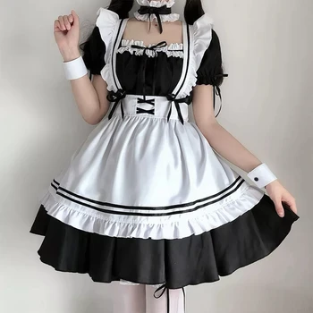 2022 Negru Drăguț Lolita Costume De Curatenie Fete Femei Servitoare Minunat Cosplay Costum Spectacol De Animație Japoneză Rochie Costum, Haine