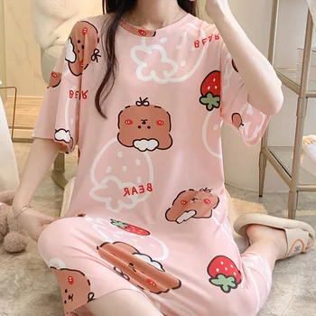 Noi Coreean Pijamale Femei Vara Harajuku Cămăși De Noapte Fete Printesa Rochie De Noapte Nightdressshort Mâneci Homewear Haine