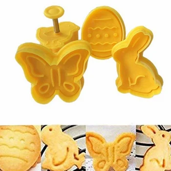 4buc / Set Ou de Paște Iepure Pui Fluture de Plastic Piston Fondant Cookie Cutter Set Mucegai Biscuiți Decor de Copt ToolsSet