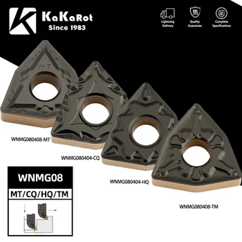 KaKarot 10BUC Carbură de a Introduce WNMG080408 WNMG080404 TM HQ CQ TM Dur Semi Finisare Pentru Oțel cuțit de Strunjire strung Negru XT1118
