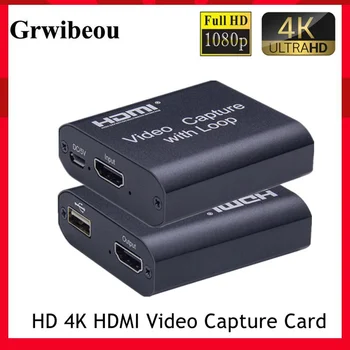 Grwibeou 1080P, 4K HDMI Card de Captura Video HDMI USB 2.0 Placa de Captură Record de Joc Live Streaming de Difuzare TV Bucla Locală