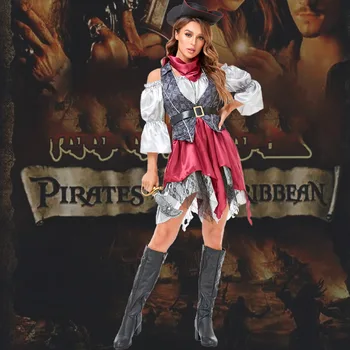 2022 Nou de sex Feminin Piratii din Caraibe Căpitanul Costum de Cosplay de Halloween pentru Femei Uniforme Petrecere de Carnaval Costume, Rochii de Lux