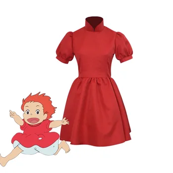 Anime TV Ponyo Cosplay Costum Rochie Roșie pentru Adulți și Copii