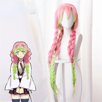Anime Demon Slayer Kanroji Mitsuri Kimetsu Nu Yaiba Femei Peruca Cosplay Verde Roz Colorate De Păr Impletituri De Par