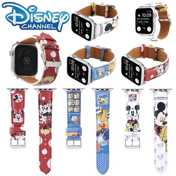 Disney Mickey, Minnie, Donald Duck Curea din Piele Pentru Apple Watch Band 41mm 45mm 44mm 38mm 40 mm Bratara iWatch Serie SE 7 6 5 4 3