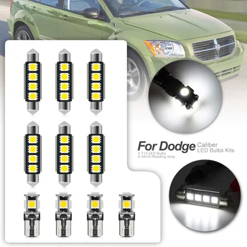 10buc Canbus Auto Becuri cu LED-uri Pachet de Interior Kit Pentru perioada 2007-2012 Dodge Caliber Led Alb Harta Dom Portbagaj Lampa plăcuței de Înmatriculare