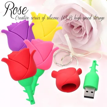 rose pen drive flori usb flash drive 4GB 8GB 16GB 32GB 64GB pendrive-ul de 128GB, 256GB rosu galben roz memory stick stick-u
