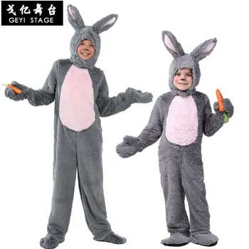 Deluxe Pentru Copii Costume de Animale Iarna Cald Iepure Îmbrăcăminte Copil Gri Bunny Costum Cosplay Temă de Halloween ziua de nastere Drăguț fierbinte