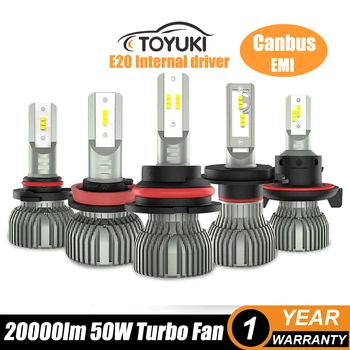 TOYUKI 2 buc Led H11 Turbo Pentru Auto Bec Far 20000lm 50W 9005 9006 HB3 HB4 6000K Lampă Auto Turbo Led Alb 12V